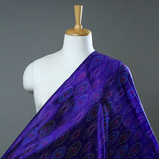 Blue - Pochampally Ikat Weave Handloom Pure Mulberry Silk Fabric 39