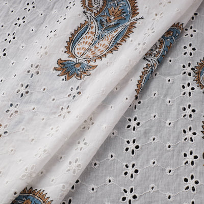 Sanganeri Hand Block Print Pure Cotton Floral Hakoba Fabric 07