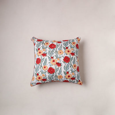 Sanganeri Floral Print Cushion Cover (16 x 16 in) 193
