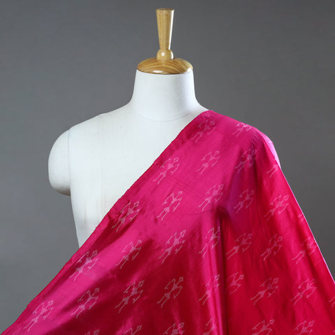 Pink - Handloom Raw Silk Pochampally Weave Ikat Fabric 40