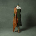Jacquard Woven Cotton 2pc Unstitched Dress Material Kurta Set with Jewellery 24