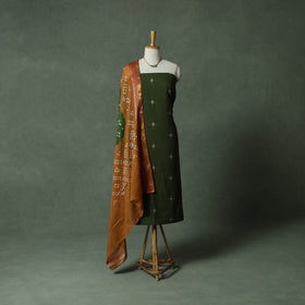 Jacquard Woven Cotton 2pc Unstitched Dress Material Kurta Set with Jewellery 24