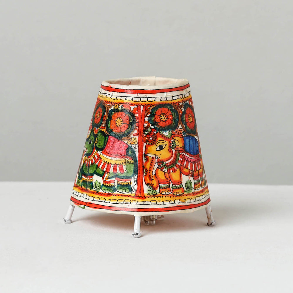 Handpainted Tholu Bommalata Leather Table Lamp (Small) 11