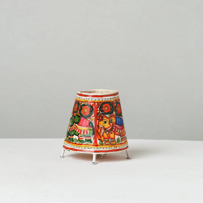 Handpainted Tholu Bommalata Leather Table Lamp (Small) 11