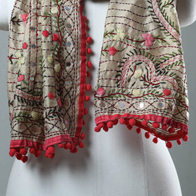 Pink Ranihati Chanderi Silk Embroidered Stole