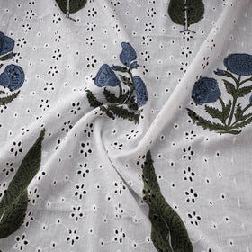 Sanganeri Hand Block Print Pure Cotton Floral Hakoba Fabric 08