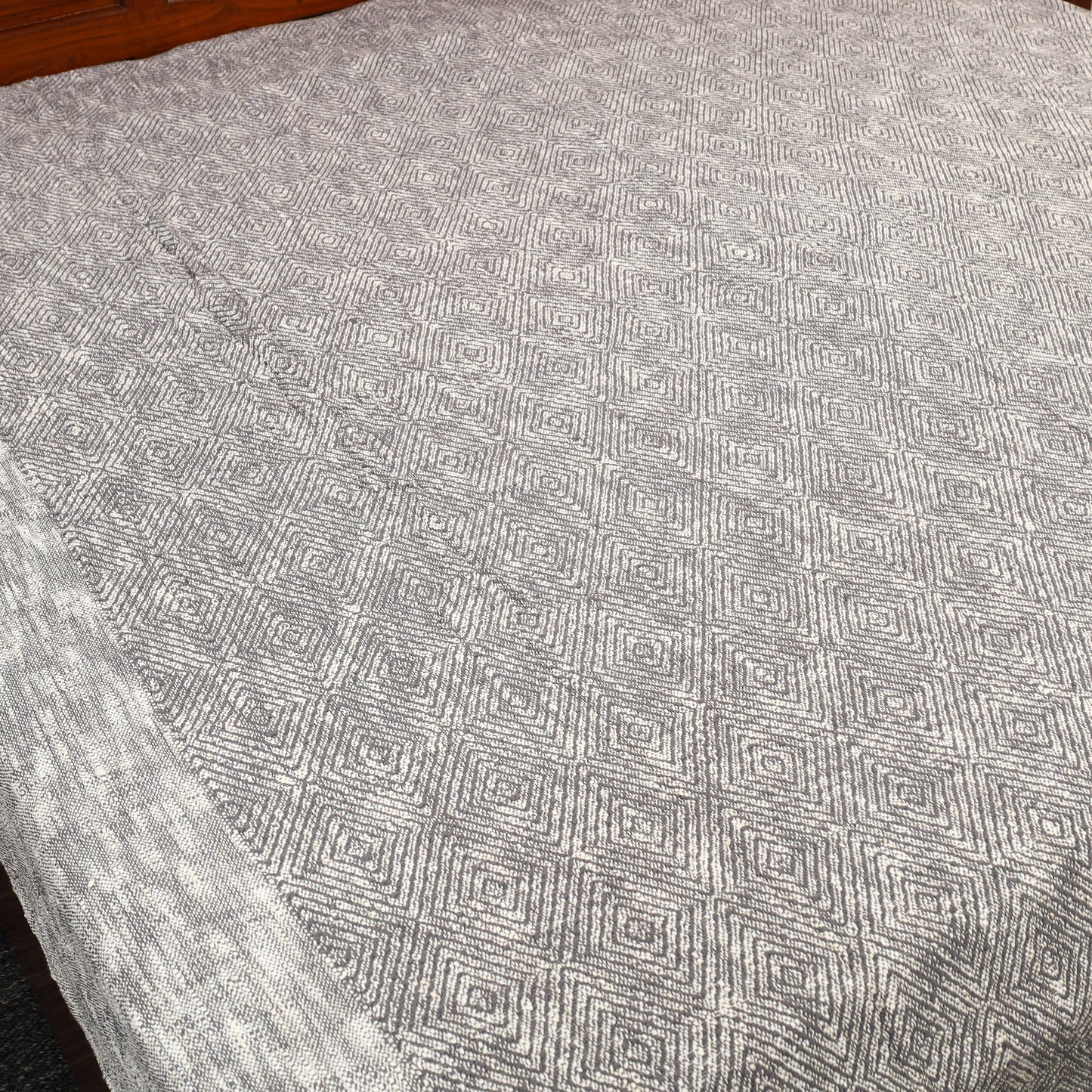 Grey - Pure Handloom Cotton Double Bed Cover from Bijnor 17