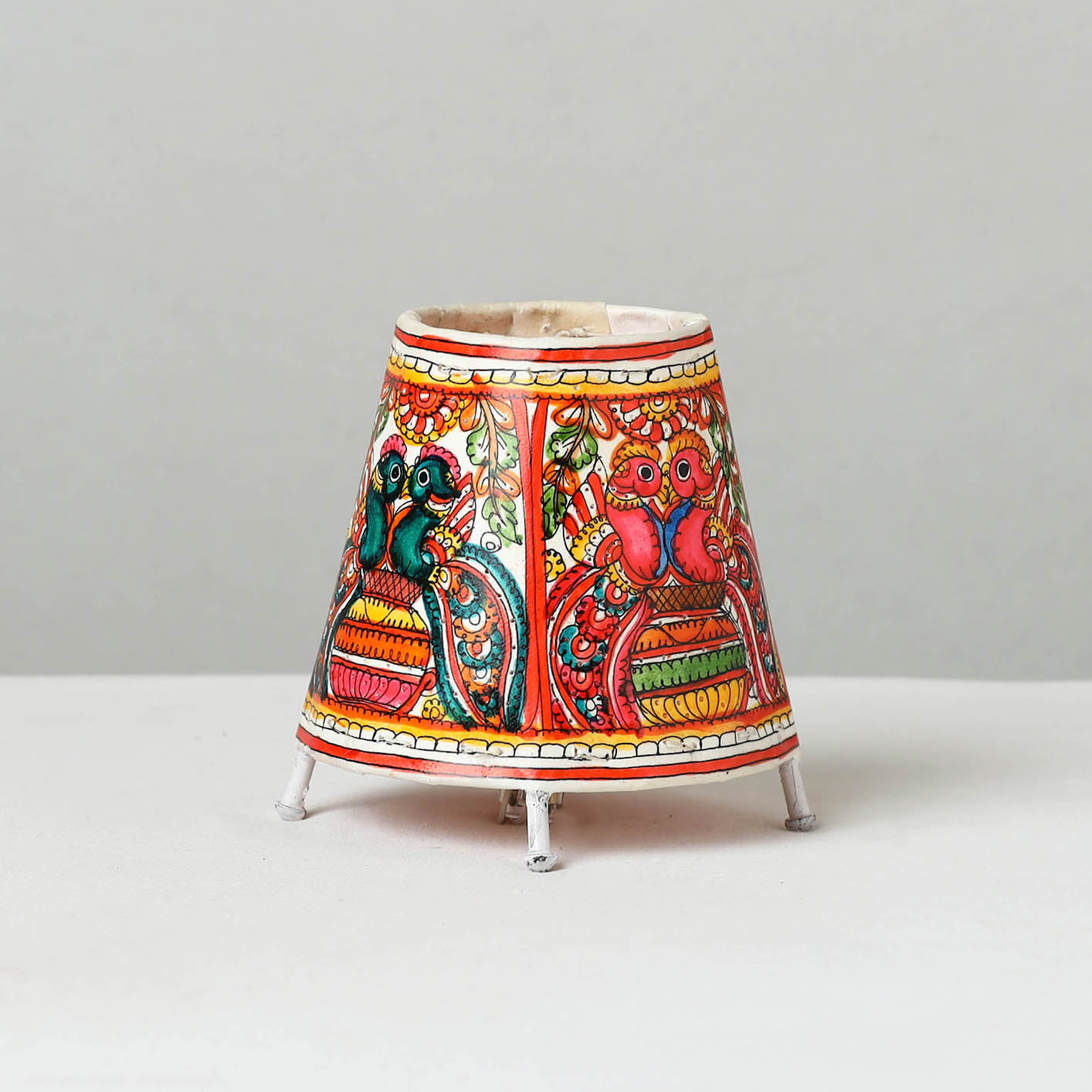 Handpainted Tholu Bommalata Leather Table Lamp (Small) 13