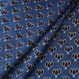 Blue Natural Dyed Mashru Silk Ajrakh Print Fabric