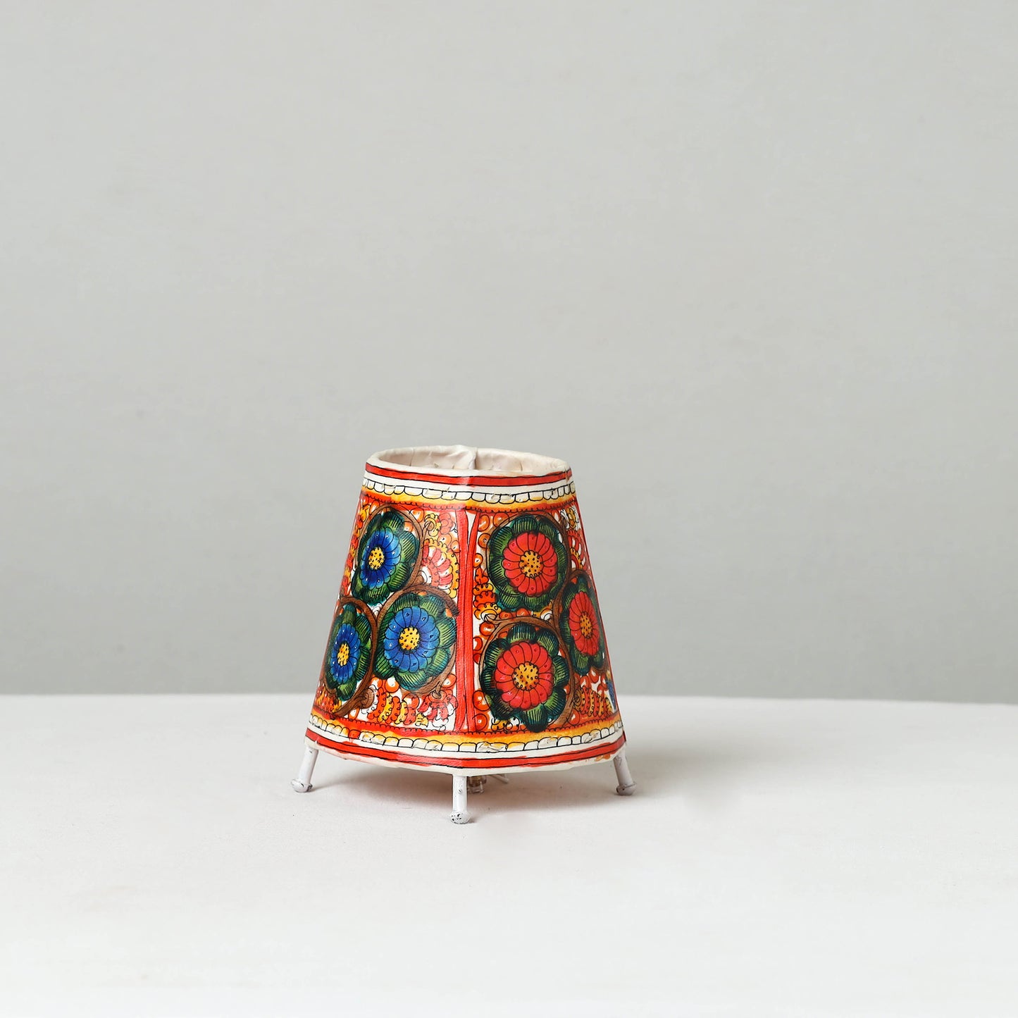 Handpainted Tholu Bommalata Leather Table Lamp (Small) 14