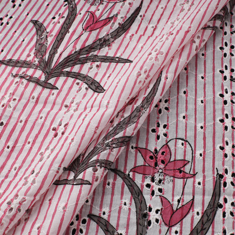 Sanganeri Hand Block Print Pure Cotton Floral Hakoba Fabric 10
