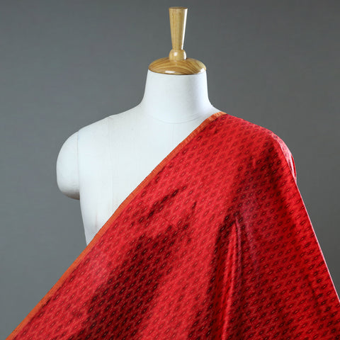 Red - Handloom Raw Silk Pochampally Weave Ikat Fabric 47