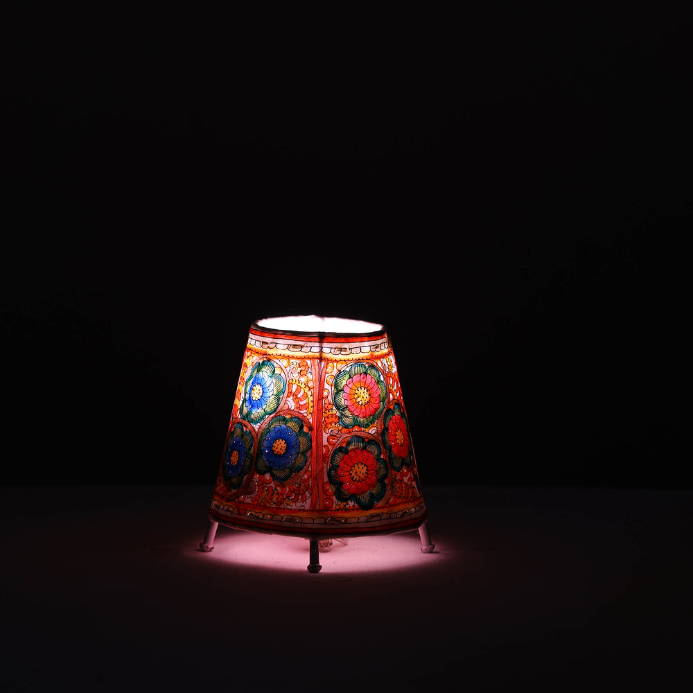 Handpainted Tholu Bommalata Leather Table Lamp (Small) 14