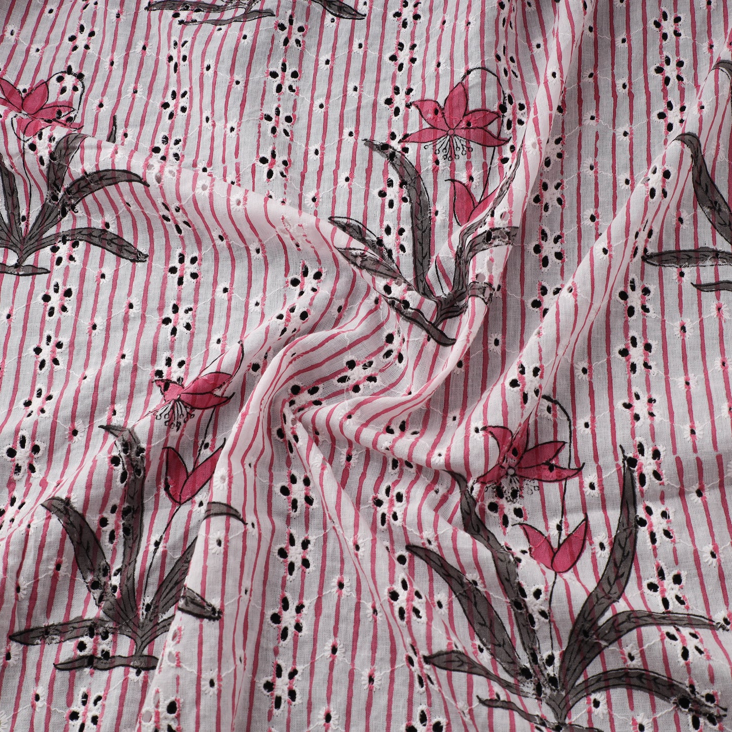 Sanganeri Hand Block Print Pure Cotton Floral Hakoba Fabric 10