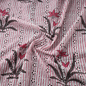 Sanganeri Hand Block Print Pure Cotton Floral Hakoba Fabric 10