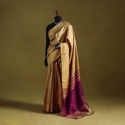 Handloom Tussar Silk Zari Border Bhagalpuri Saree 06