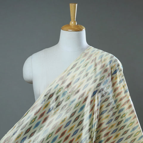 Yellow - Handloom Raw Silk Pochampally Weave Ikat Fabric 48