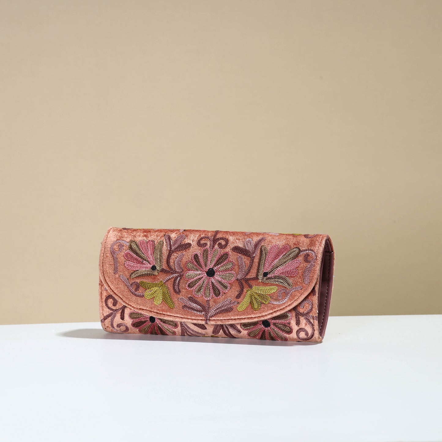 Authentic Kashmiri Crewel Embroidery Velvet Travel Wallet 60