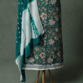 Sanganeri Hand Block Print Cotton 2pc Unstitched Dress Material Kurta Set with Jewellery 26