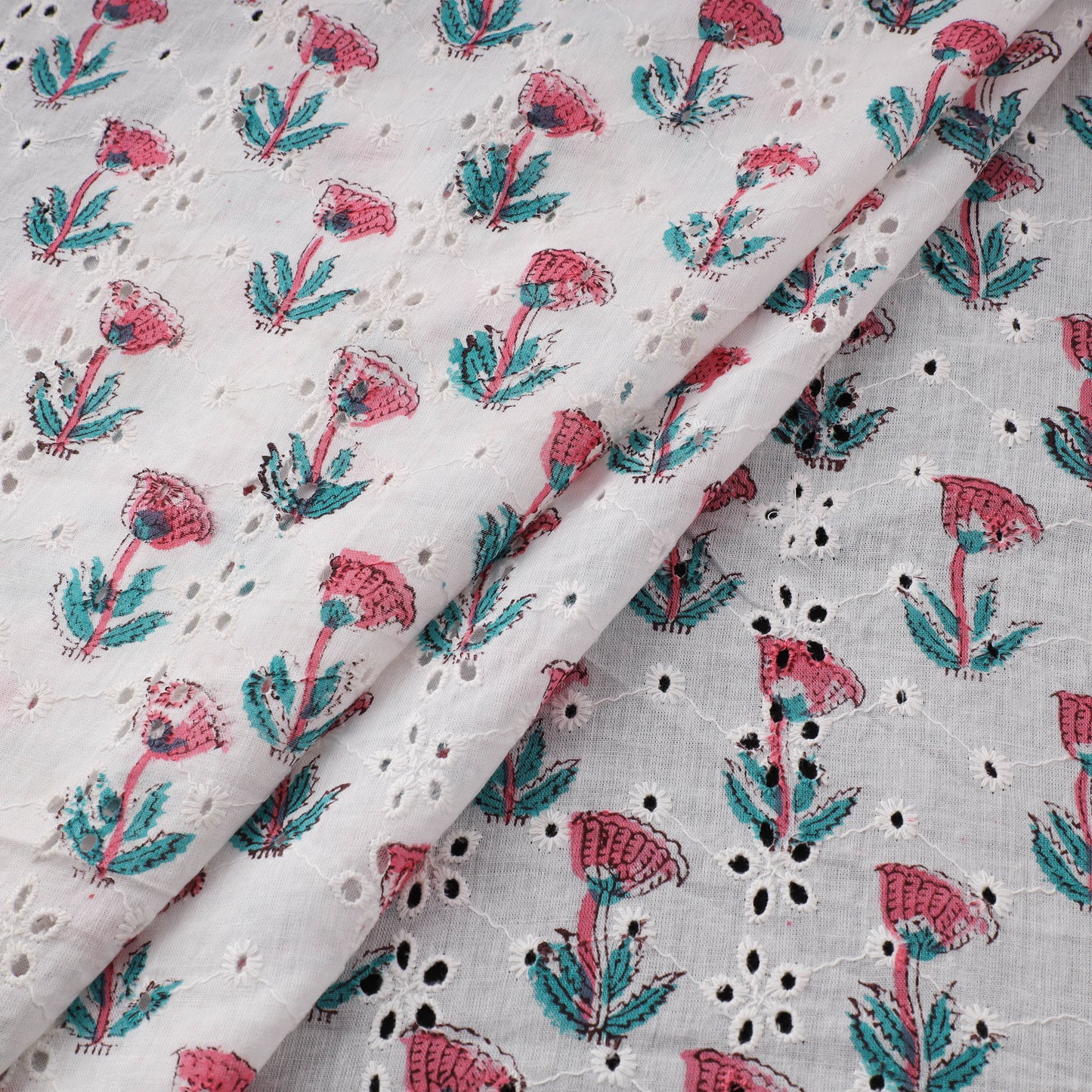 Sanganeri Hand Block Print Pure Cotton Floral Hakoba Fabric 11