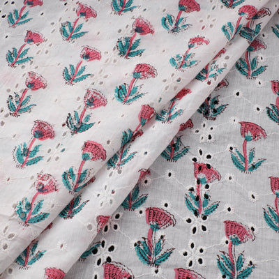 Sanganeri Hand Block Print Pure Cotton Floral Hakoba Fabric 11