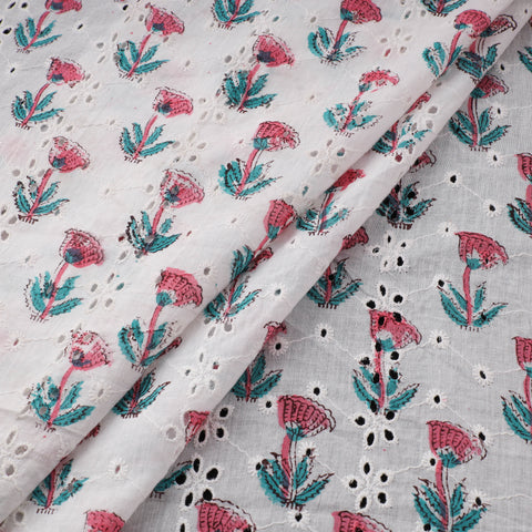 Sanganeri Hand Block Print Pure Cotton Floral Hakoba Fabric 11