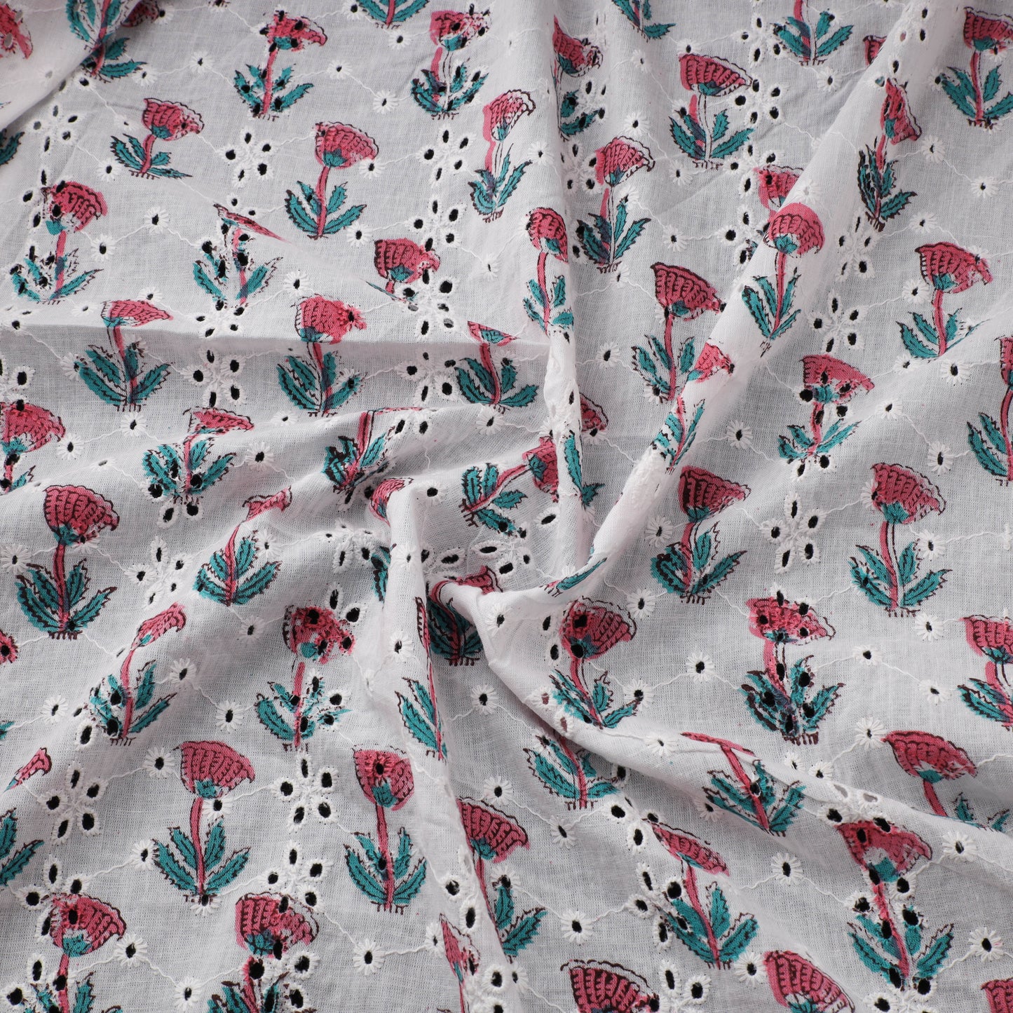 Sanganeri Hand Block Print Pure Cotton Floral Hakoba Fabric 11