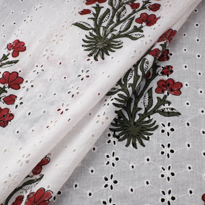Sanganeri Hand Block Print Pure Cotton Floral Hakoba Fabric 12
