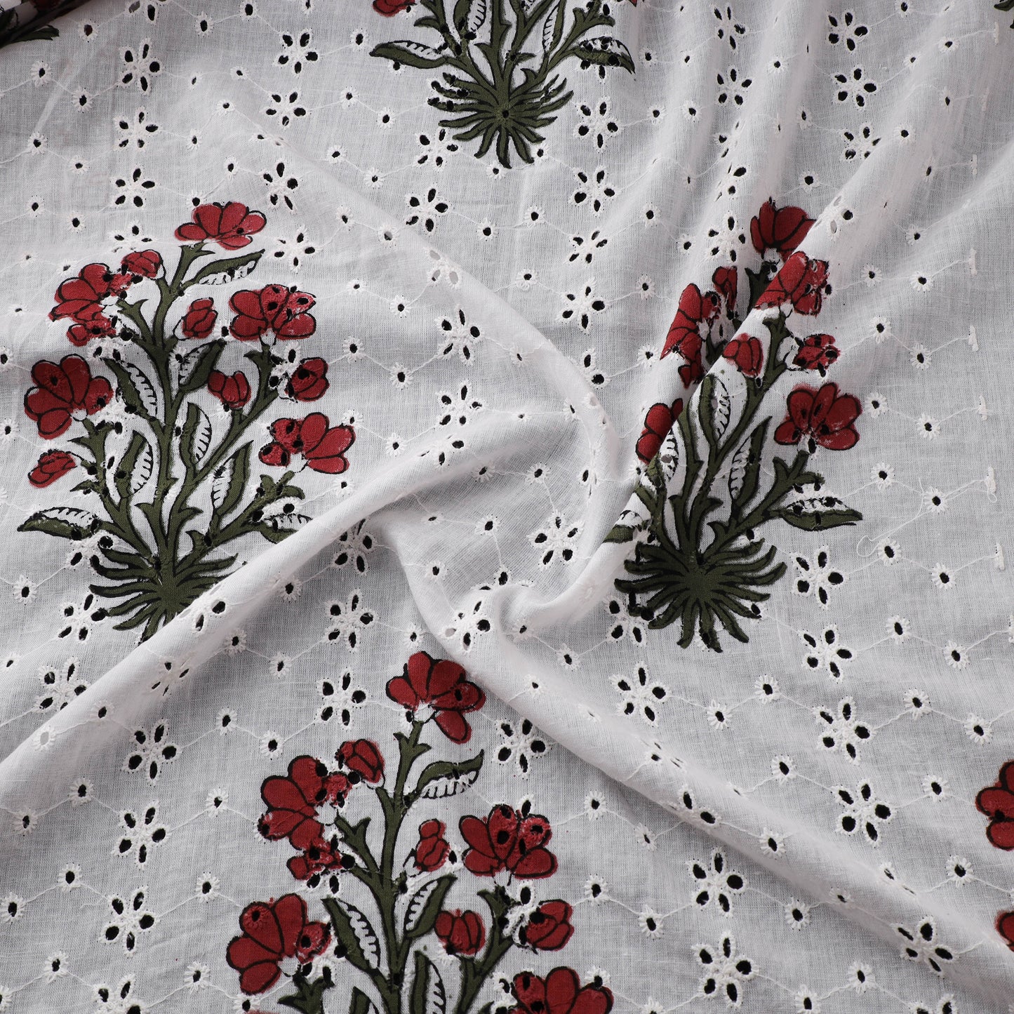 Sanganeri Hand Block Print Pure Cotton Floral Hakoba Fabric 12