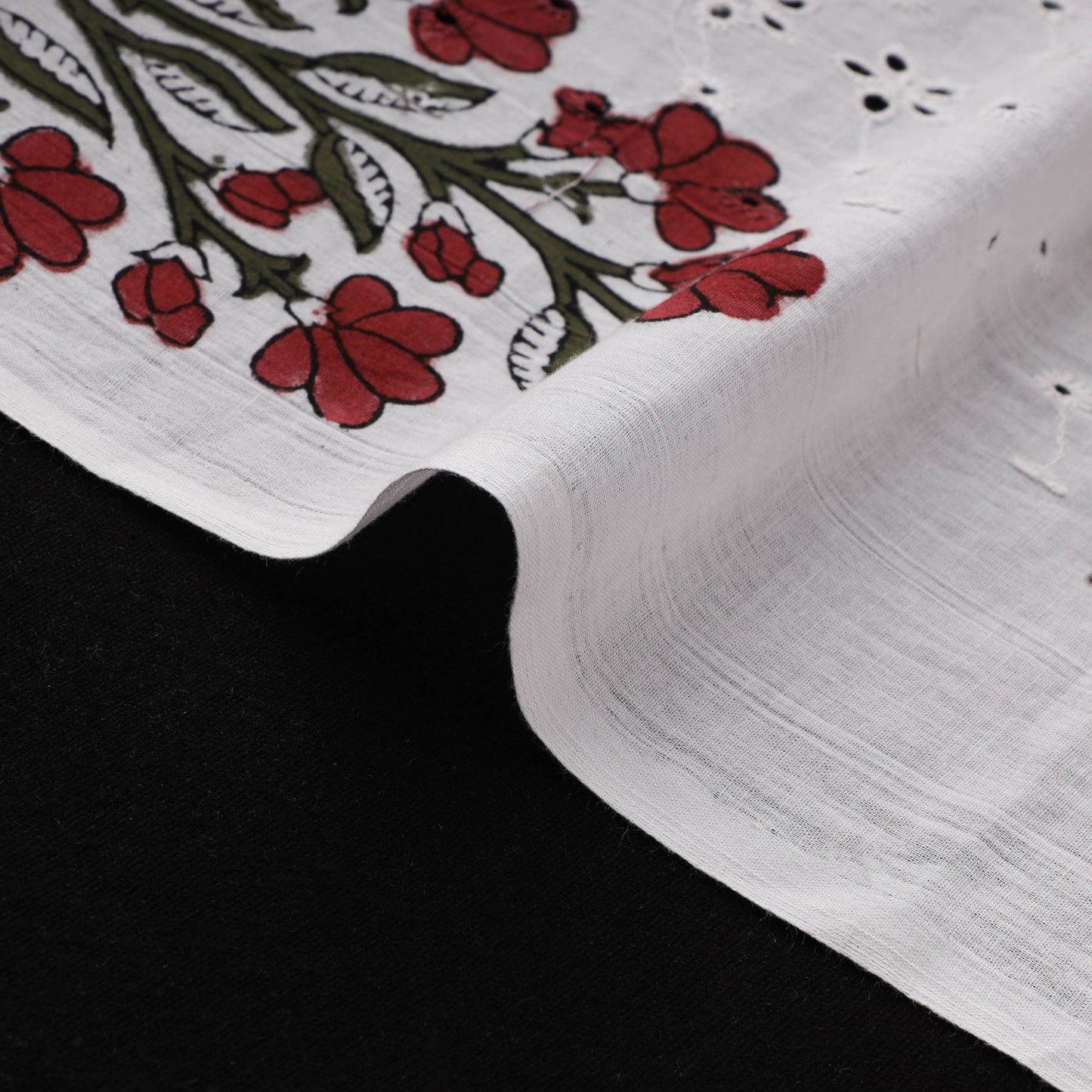 Sanganeri Hand Block Print Pure Cotton Floral Hakoba Fabric 12