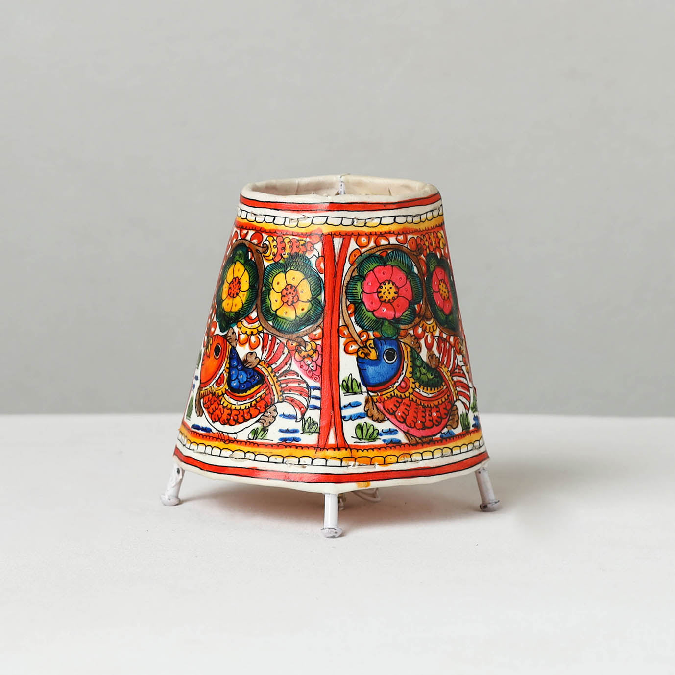 Handpainted Tholu Bommalata Leather Table Lamp (Small) 19