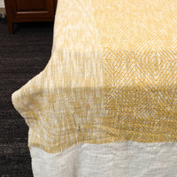 Beige - Pure Handloom Cotton Double Bed Cover from Bijnor 20