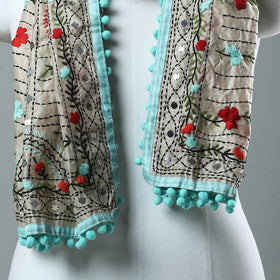 Blue Ranihati Chanderi Silk Embroidered Stole