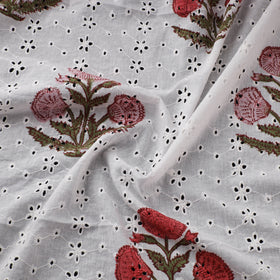 Sanganeri Hand Block Print Pure Cotton Floral Hakoba Fabric 13