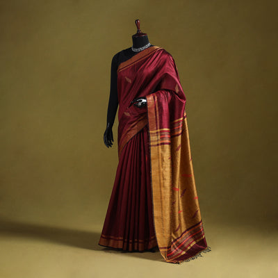 Handloom Tussar Silk Zari Border Bhagalpuri Saree 08