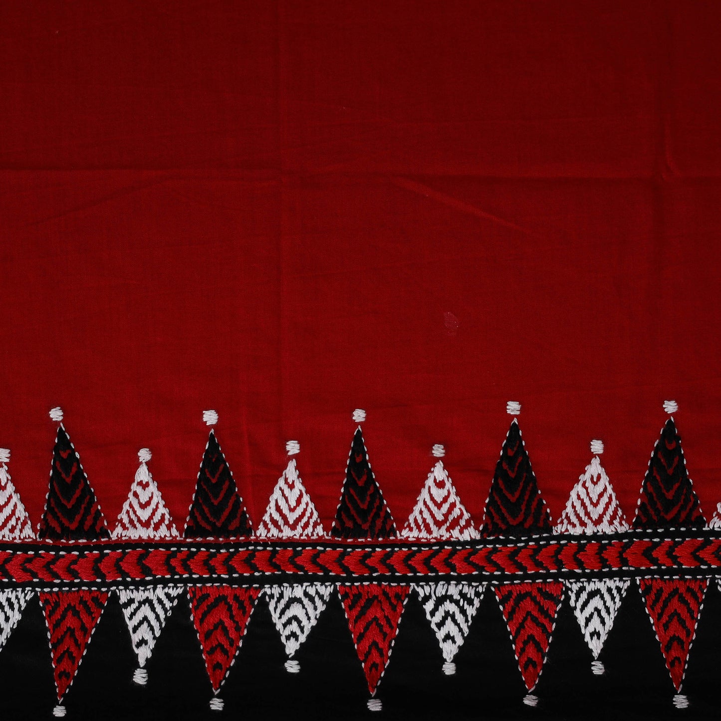 Bengal Kantha Hand Embroidered Cotton Blouse Piece 87