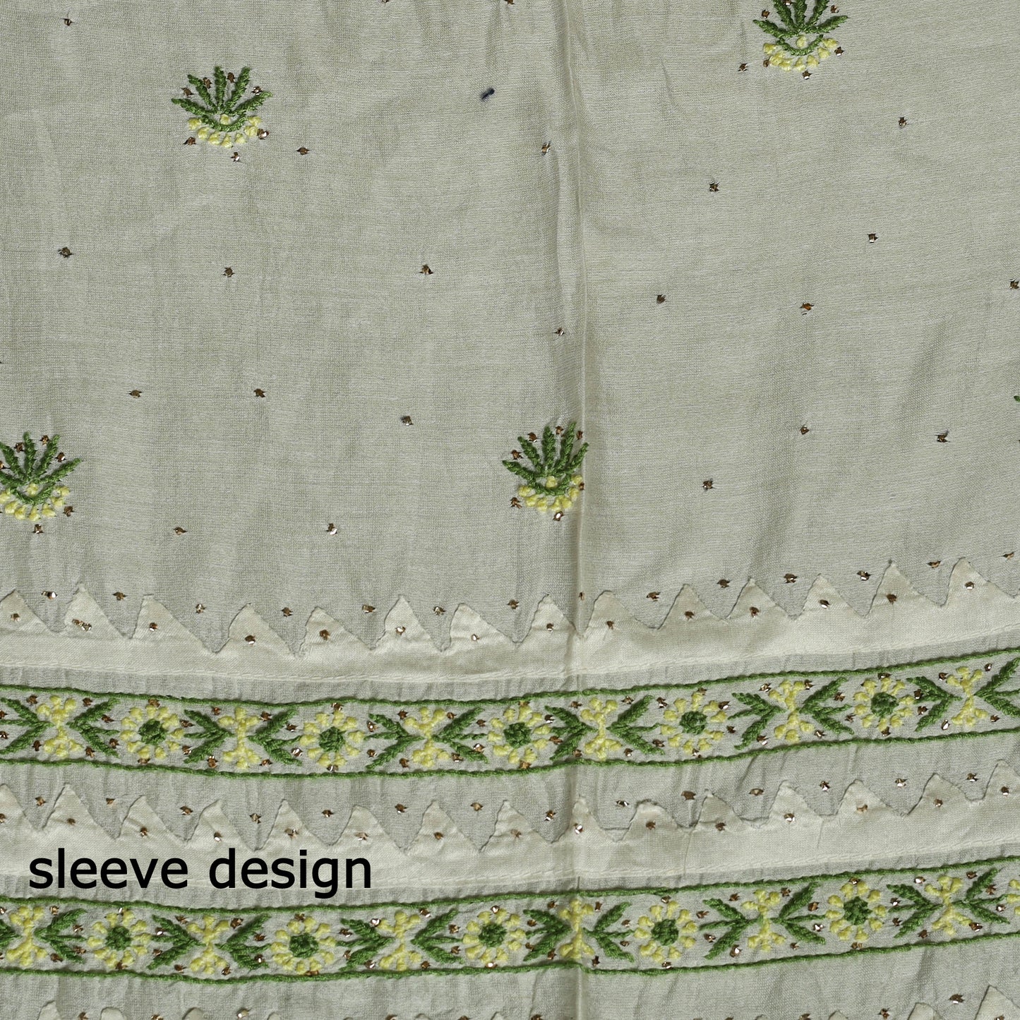 2pc White Hand Embroidery Chanderi Silk Chikankari Dress Material