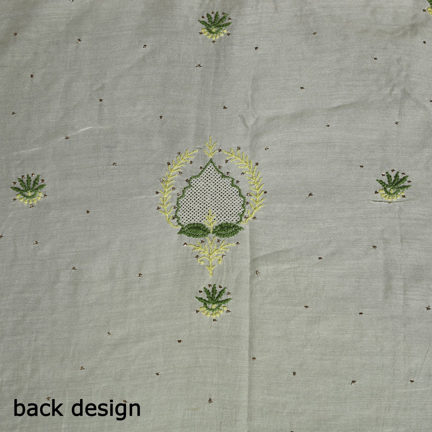 2pc White Hand Embroidery Chanderi Silk Chikankari Dress Material