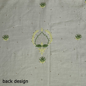 2pc White Hand Embroidery Chanderi Silk Chikankari Dress Material