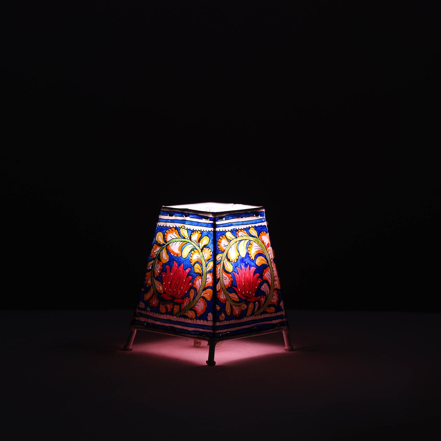 Handpainted Tholu Bommalata Leather Table Lamp (Small) 22