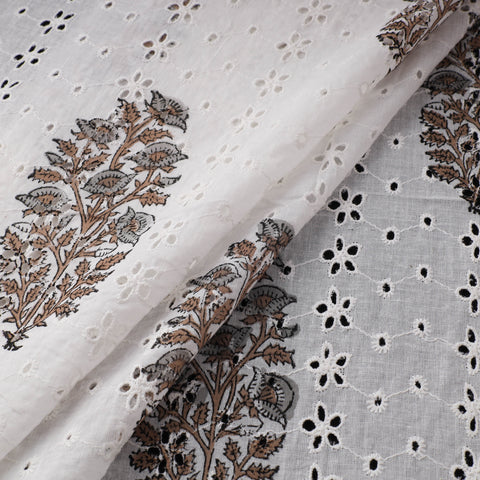 Sanganeri Hand Block Print Pure Cotton Floral Hakoba Fabric 16