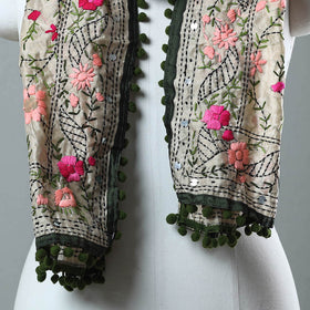 Green Ranihati Chanderi Silk Embroidered Stole