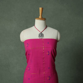 Jacquard Woven Cotton 2pc Unstitched Dress Material Kurta Set with Jewellery 29