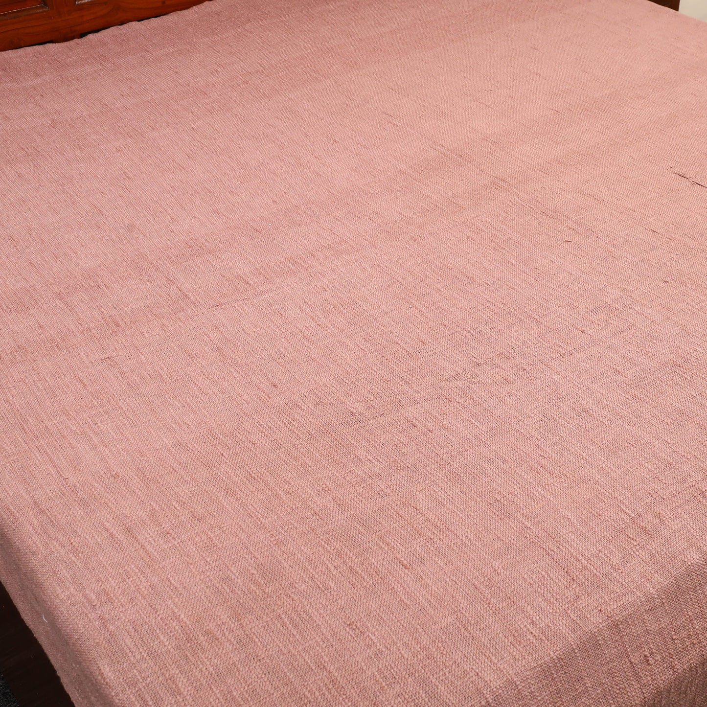 Pink - Pure Handloom Cotton Double Bed Cover from Bijnor 23