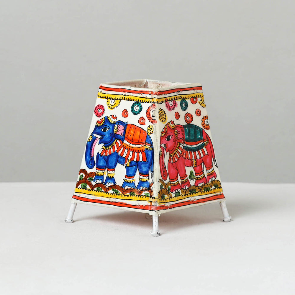 Handpainted Tholu Bommalata Leather Table Lamp (Small) 24