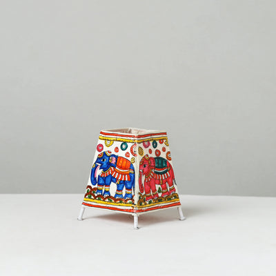 Handpainted Tholu Bommalata Leather Table Lamp (Small) 24