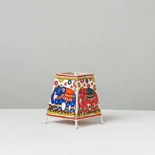 Handpainted Tholu Bommalata Leather Table Lamp (Small) 24