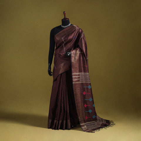 Handloom Tussar Silk Zari Border Bhagalpuri Saree 10