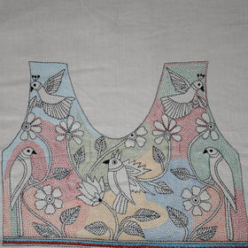 Bengal Kantha Hand Embroidered Cotton Blouse Piece82