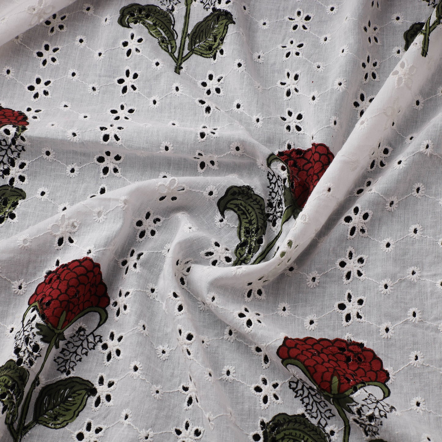 Sanganeri Hand Block Print Pure Cotton Floral Hakoba Fabric 18